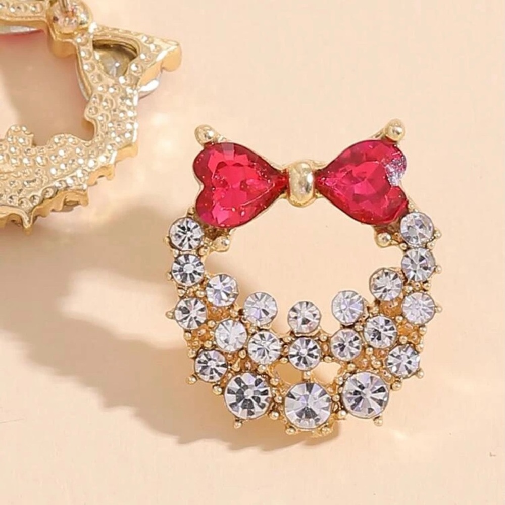 RHINESTONE BOW EARRINGS NWOT - Picture 3 of 6